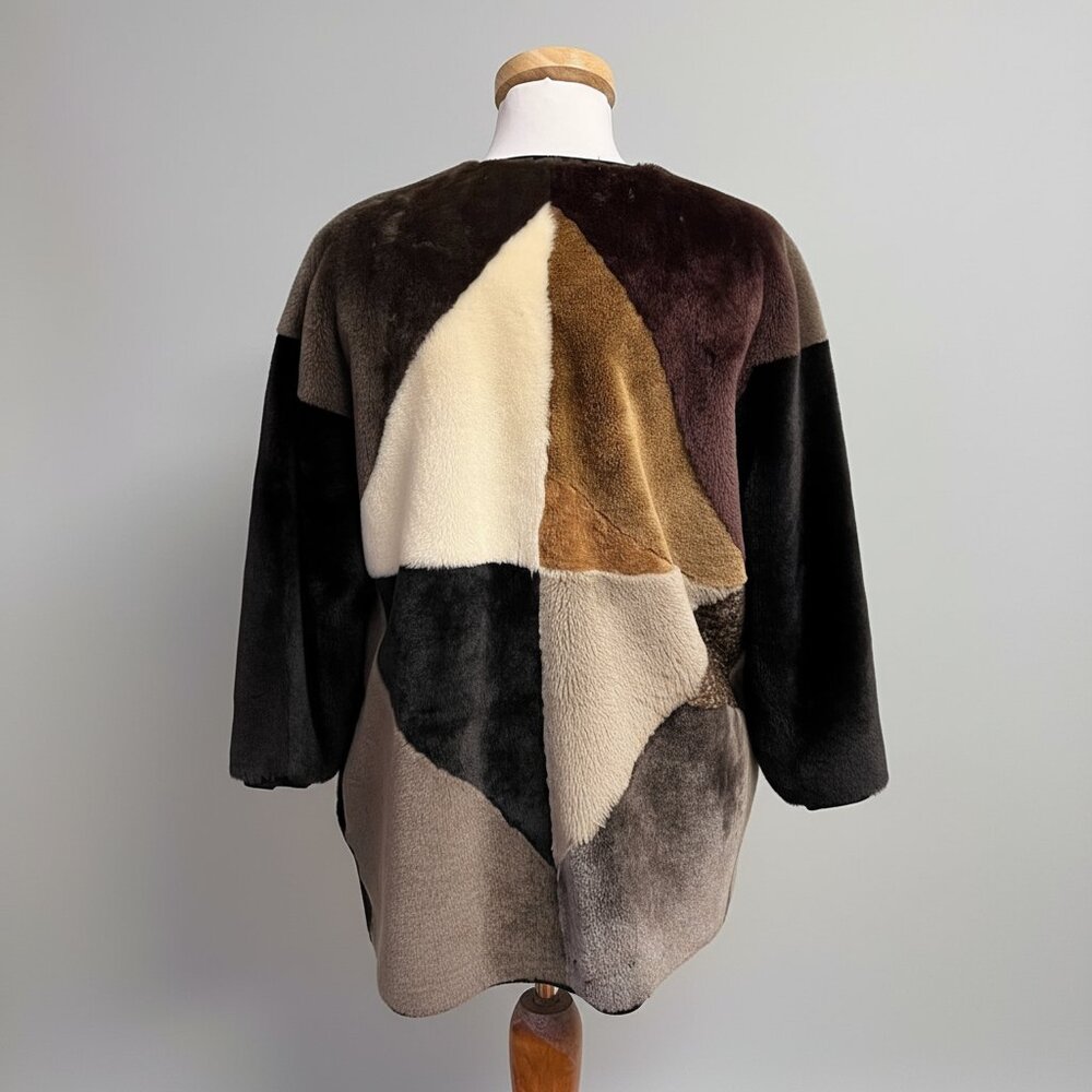 Milena Silvano Multi Patchwork Shearling Coat, Si… - image 1